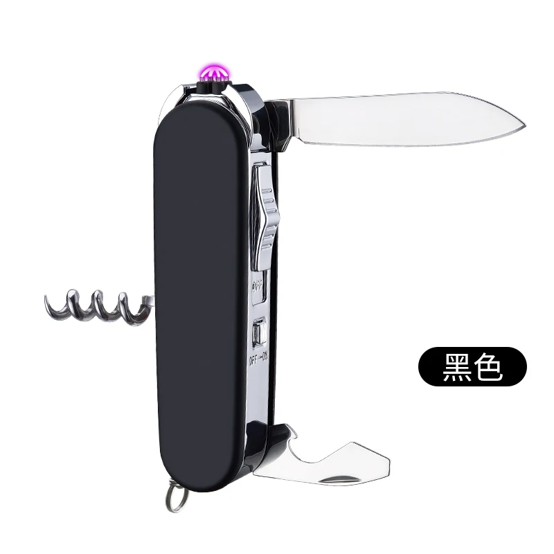 Многофункциональная беспламенная двухдуговая зажигалка с USB-зарядкой Открывателем для ножей отверткой наружной многофункциональной зажигалки