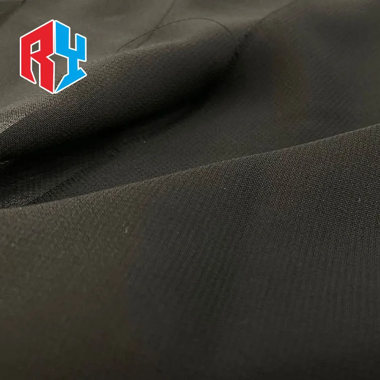 Factory direct price roll packing 100% polyester pure dyed dubai black wool chiffon fabric for dress