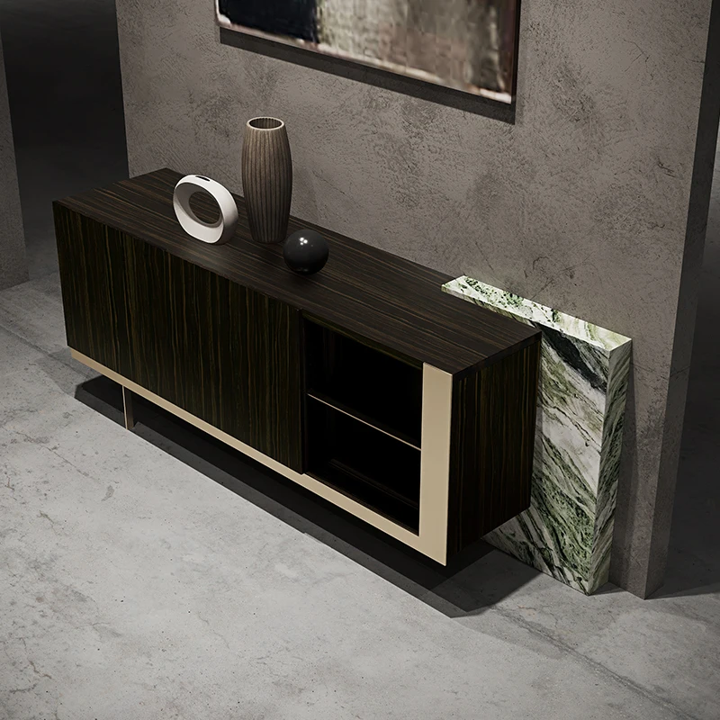 Dining Room Furniture Wooden Stainless Steel Buffet Table Cabinets Modern Luxury Marble Dining Sideboard