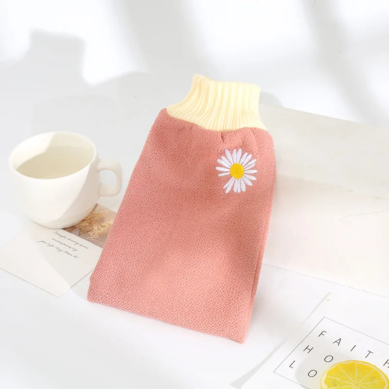 Махровая ткань с вышивкой, однотонная Маргаритка, бытовая двухсторонняя грязь для потирания, детская варежка для ванны, перчатки для ванны