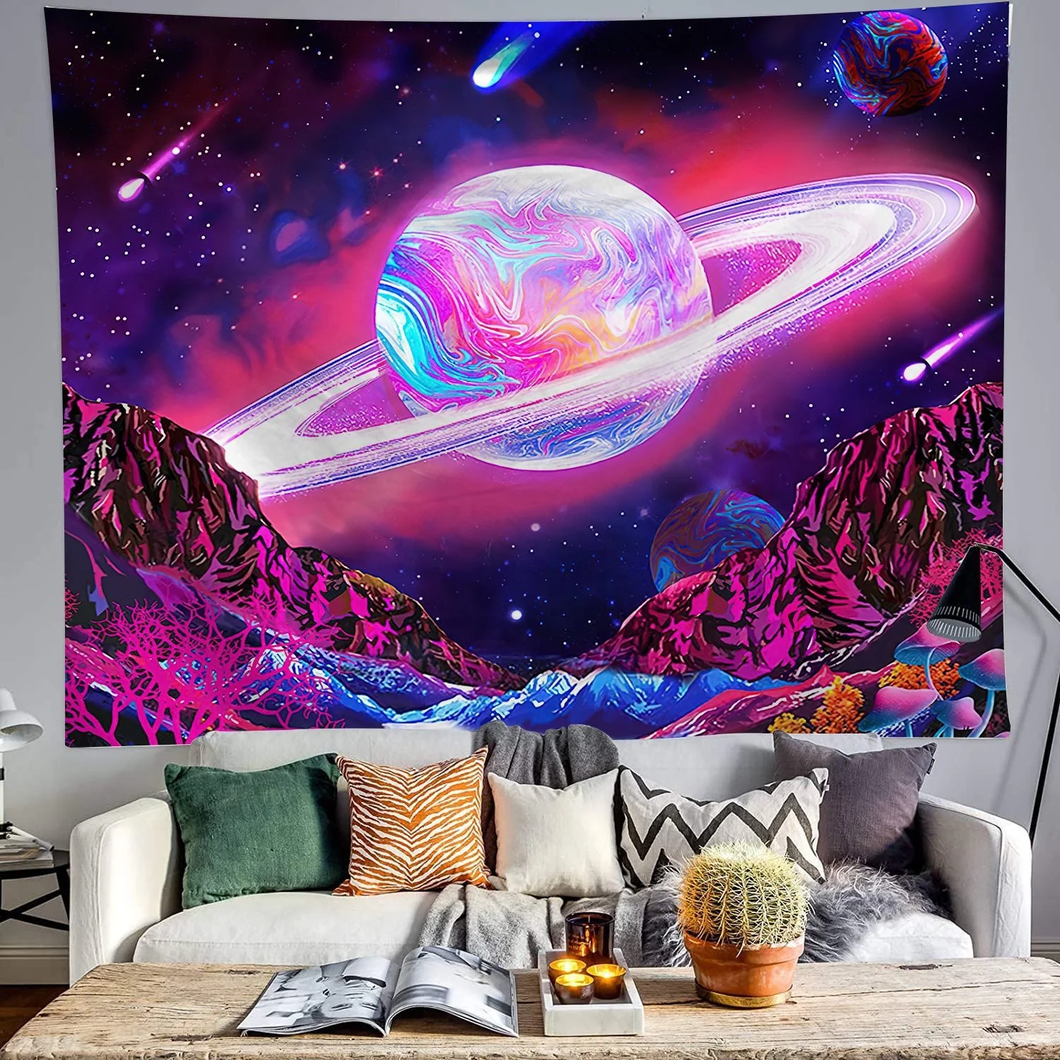 Psychedelic Colorful Abstract Cosmic Star Series Live Broadcast Background Cloth Abrasion Durable Customized Tapestries