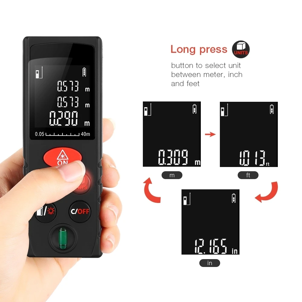 40 meters High Precision Portable Laser distance meter