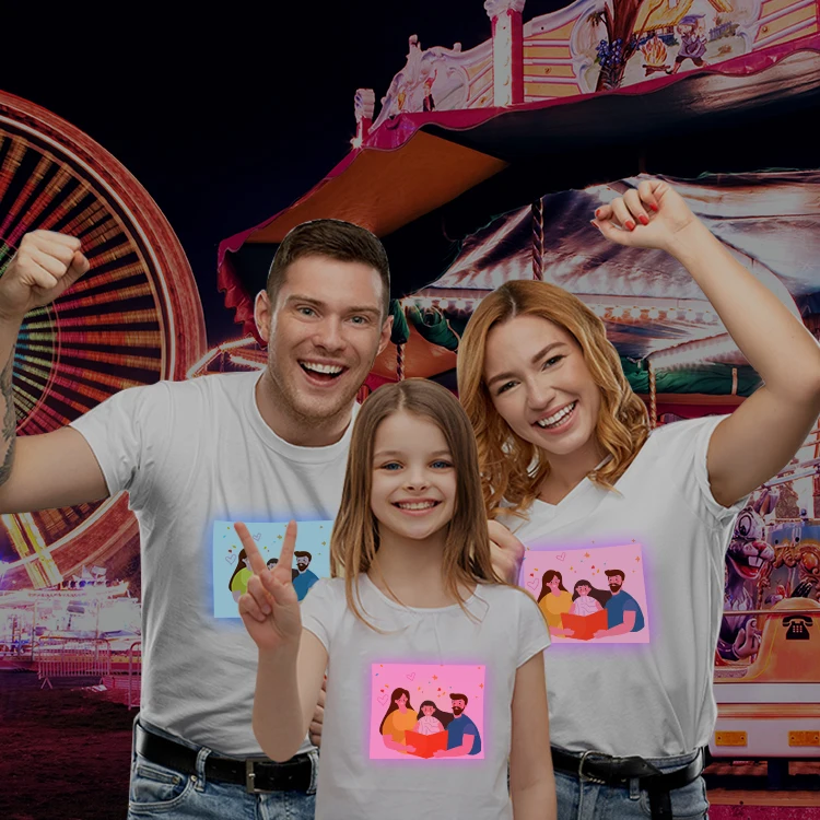 LED Washable Luminous T-shirt for Halloween Party Unisex Parent-child Outfit Safes Cotton Light T-shirt Support Custom