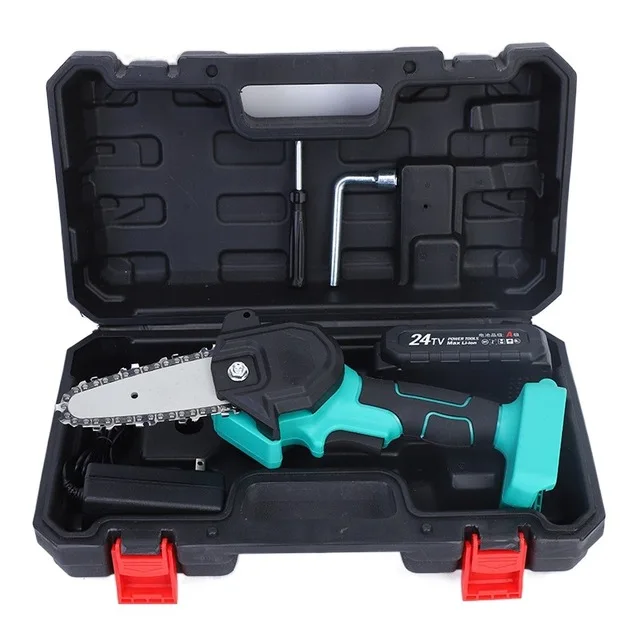 Electric suit mini 4-inch electric chain saw, rechargeable chainsaw, felling and tree cutting, household small hand-held