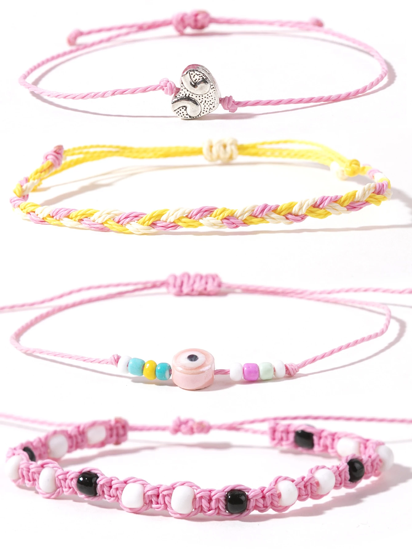 girls Bohemian Beaded Woven Bracelet Rainbow Colorful Braided Rope Bracelet Wholesale