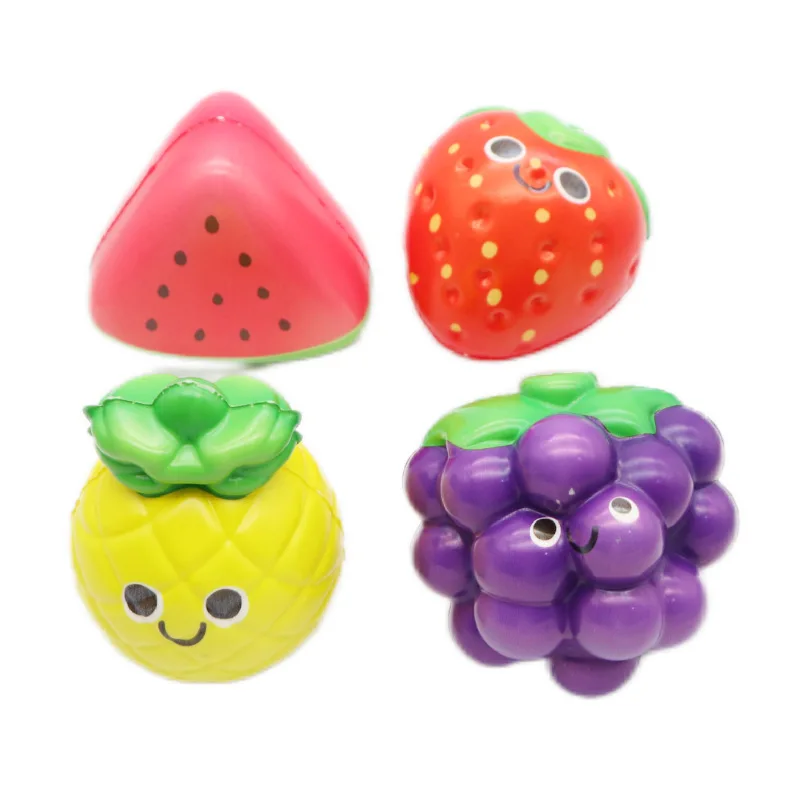 Jincan Slow Rebound PU Pineapple Squeeze Toy Squishy Melon Grape Puzzle with Music Simulation Food Play Strawberry Simulation