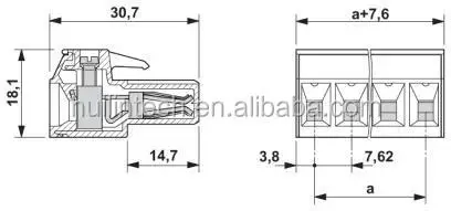 7.62mm brass contact plastic Euro PCB screw pluggable terminal block