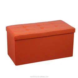 High Quality Faux leather Foldable ottoman cloth organizer Stool big seat for sitting room Rectangle