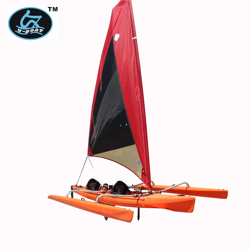 U-boat 2 person trimaran plastic sailbot with foot pedal drive