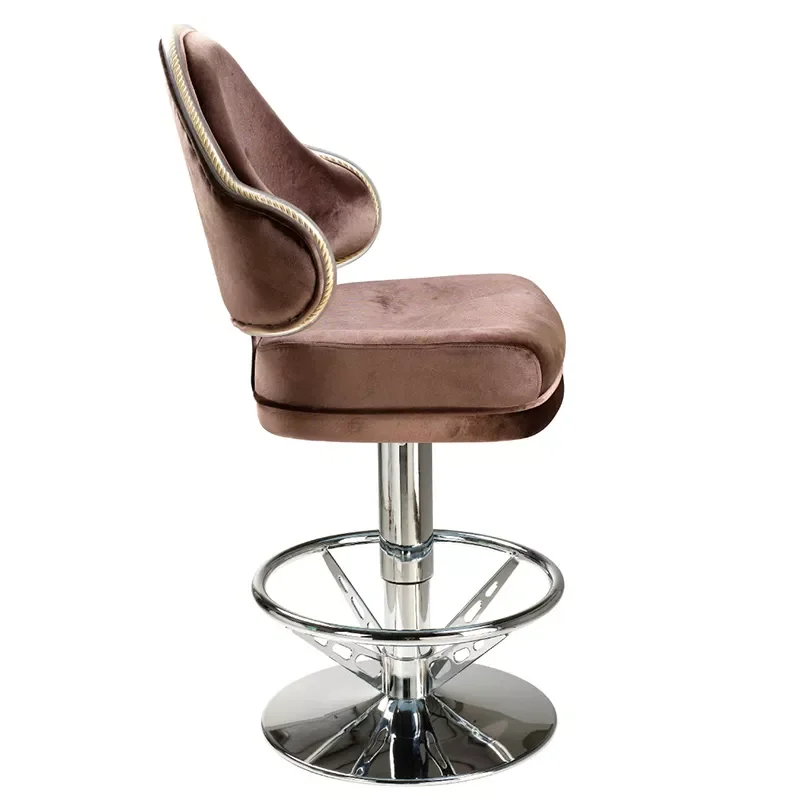 Heavy-duty high quality poker casino chair premium velvet luxury soft brown seats with chrome base Cadeira do casino