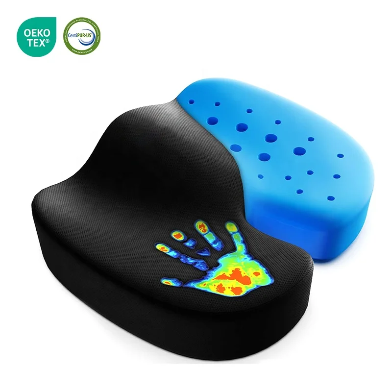 Butt Tailbone Back Coccyx Sciatica Gel Infused  Memory Foam Seat Cushion Pillow Comfort Office Chair and Car Use