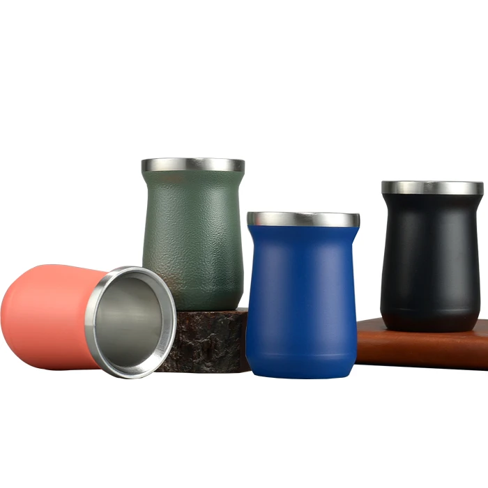 Custom Color Logo Stainless Steel 8oz Uruguay Yerba Mate Gourd Cup Mug mate cup With Mate Bombilla and Straw