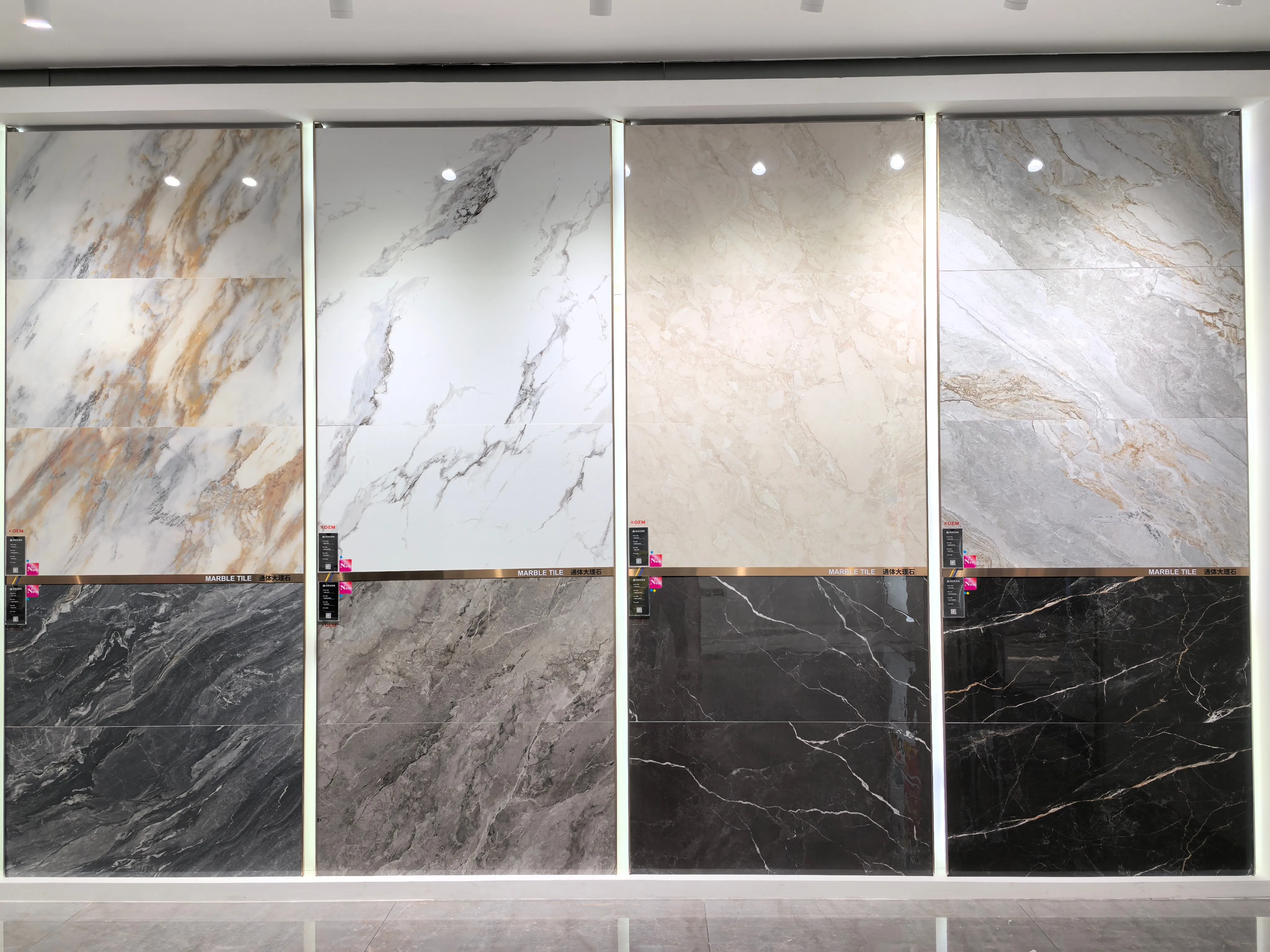 NEW Canton Fair 600x1200mm Full Body Porcelanato Shiny White Cream Stone Porcelain Polished Ceramic Glazed Marble Floor Tiles