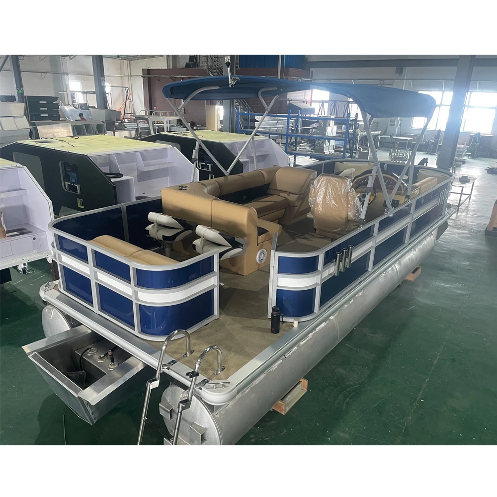 Recreational Party and fishing pontoon boat 22 foot for lakes or offshore waters