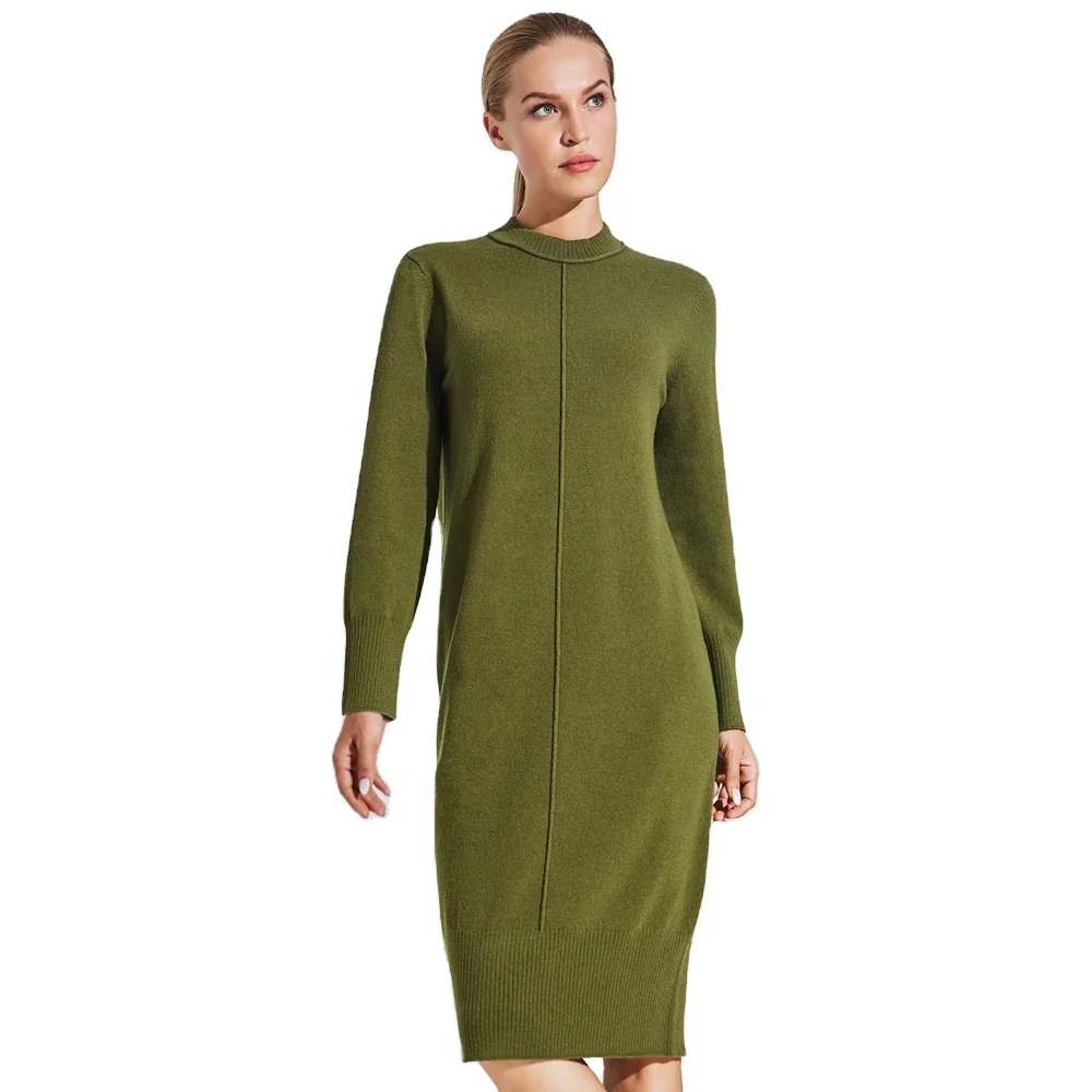 Vigour Casual Fashionable Popular Color Long Sleeve Women Sweater Like Cashmere Sweater Dress