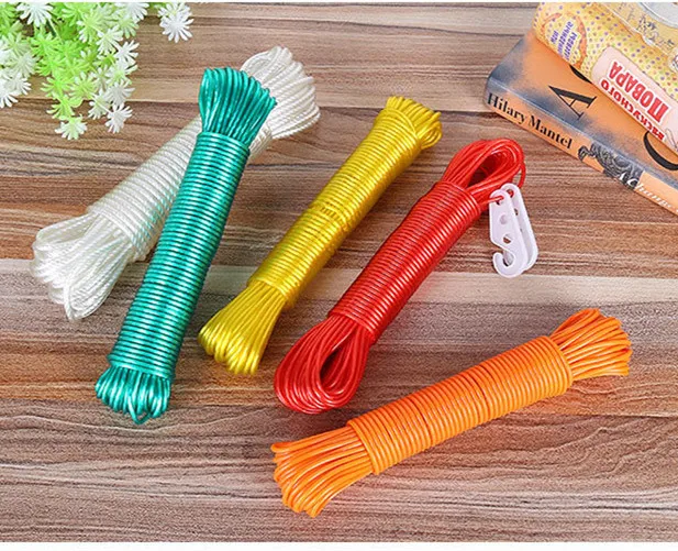 China strong load-bearing steel wire PVC fiber clothes washing line hanging clothesline balcony quilt drying rope