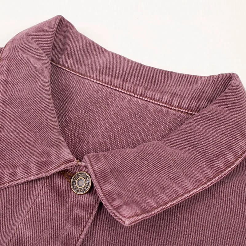 
European And American Purple Cowboy Coat INS Female Spring And Autumn Short Money Restore Ancient Ways Pink Work Outfit 