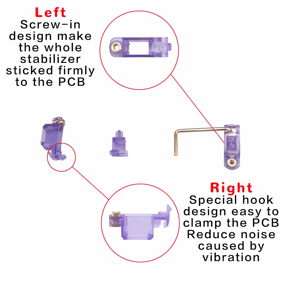 Wholesale Screw in Stabilizers with Purple Housing and Gold Plated Wire Stainless Steel for the Mechanical Keyboard