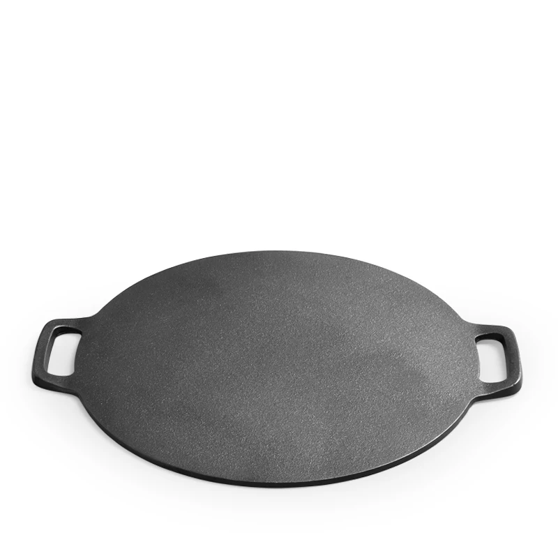 Hot Sale Non-Stick Korean Barbecue BBQ Griddle Plate Round Cast Iron Grill Pan With Double Handle