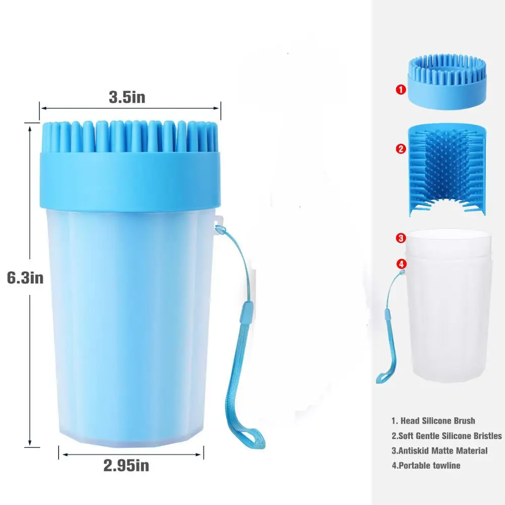 Portable Premium Dogs Cleaning Brush Cup with Rope, Soft Silicone Cats Pet Grooming Muddy Paws