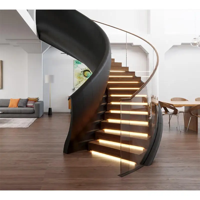 Alucasa House Indoor Custom Staircase Modern Snail Interior Villa Circular Starcase Luxury Spiral Iron Stairs from Foshan