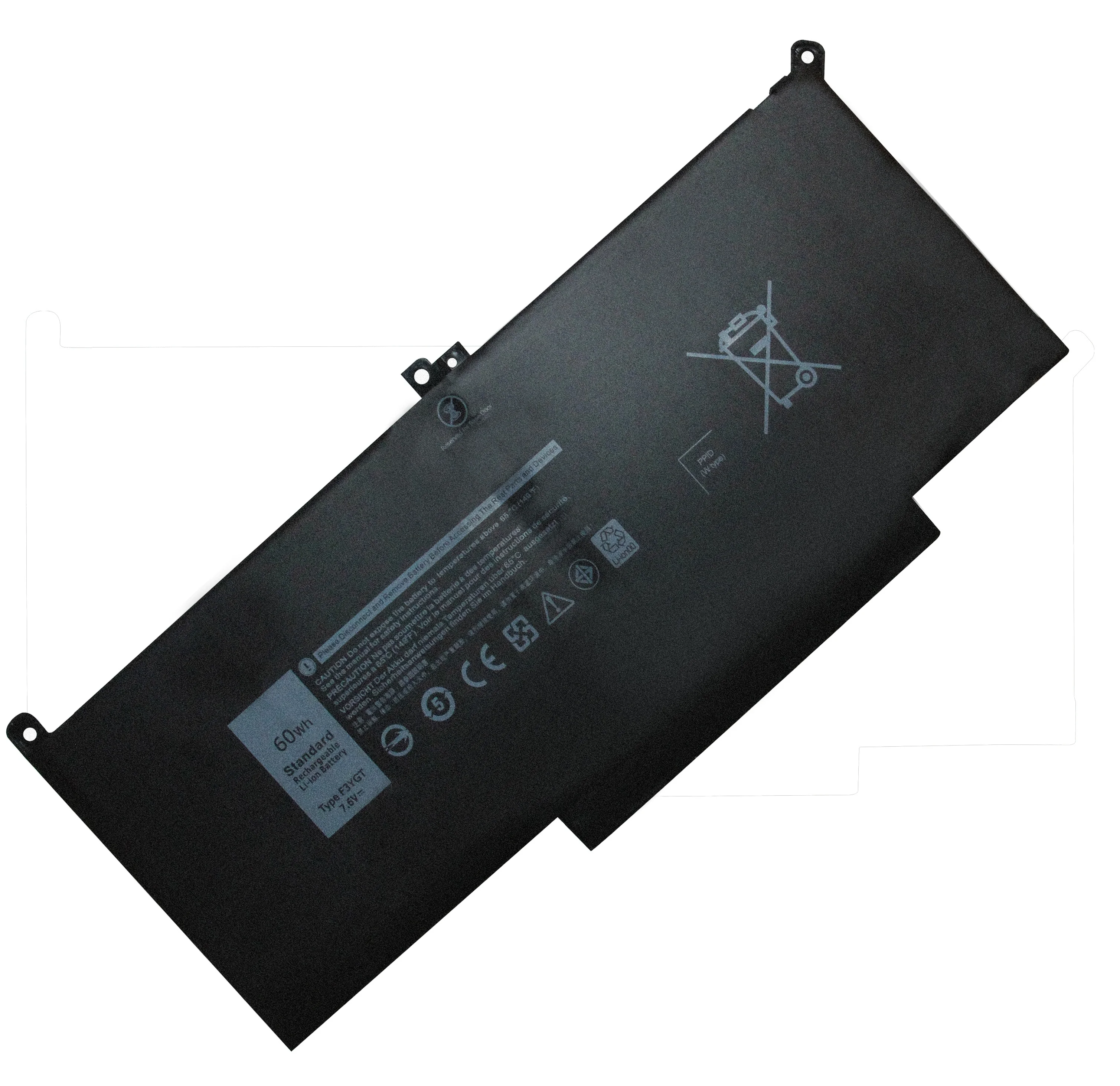 7.6V 60WH Laptop Battery For  Dell Computer F3YGT Latitude 7280 7380 7480 7290 7390 7490