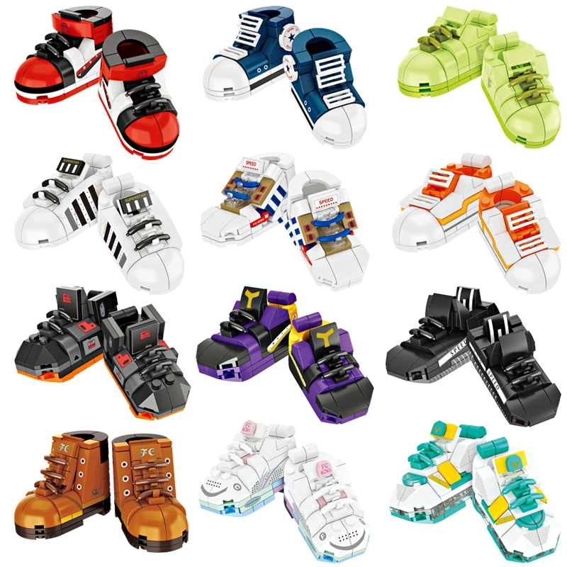 Multiple Plastic Mini Shoes Building Block 3D Puzzle Toy kid Brick BlocK Gift Educational toys