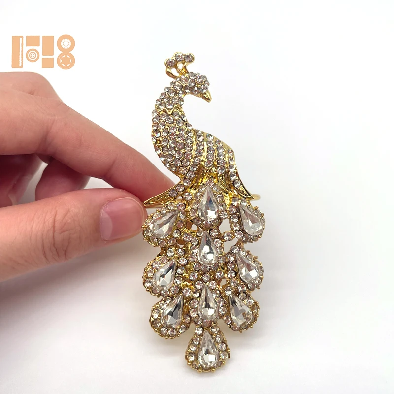 Wholesale rhinestone peacock napkin ring Crystal gem napkin rings for party accessories