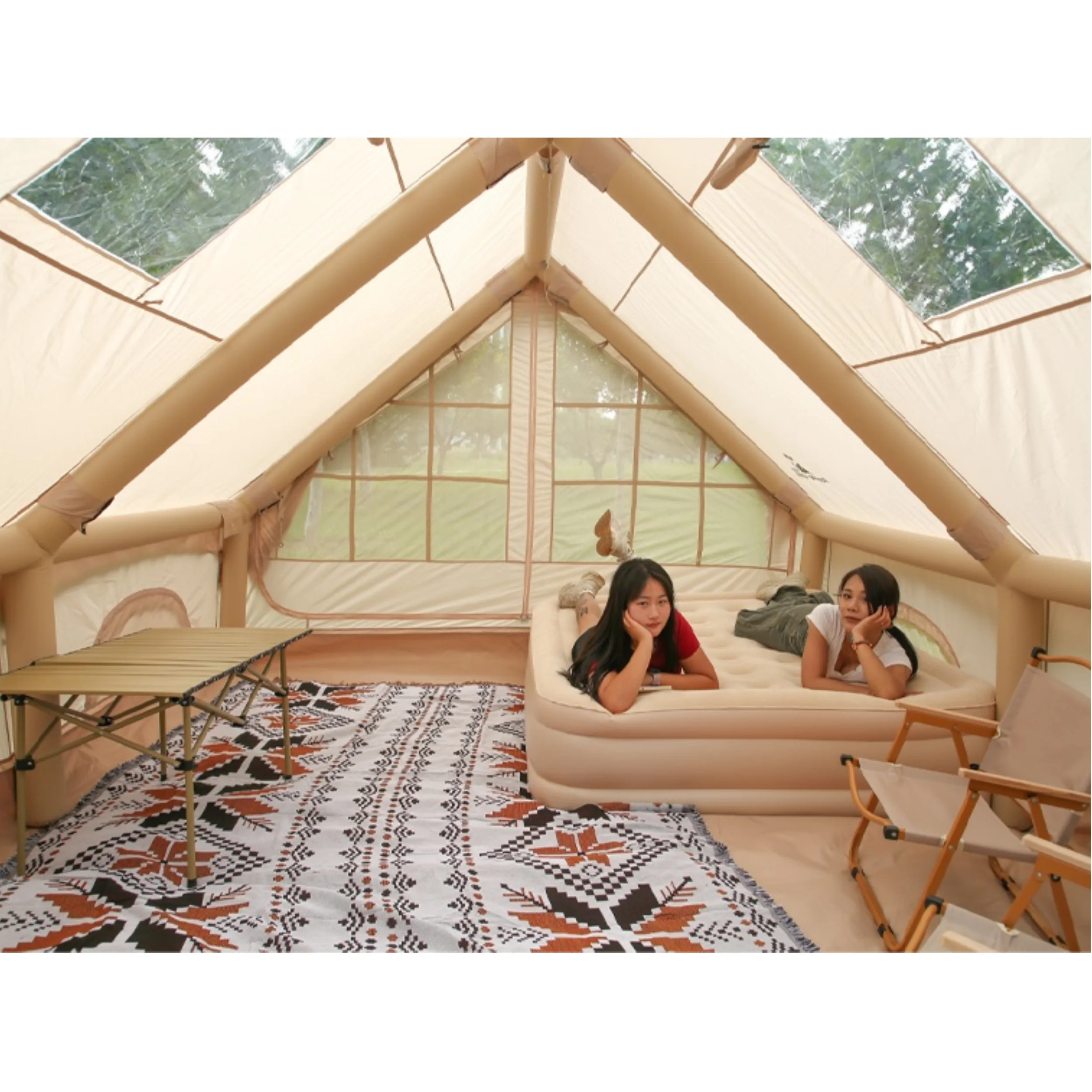Camping 8-10 person air tent outdoor luxury house 2 rooms custom 12sqm inflatable pop up portable waterproof picnic party family