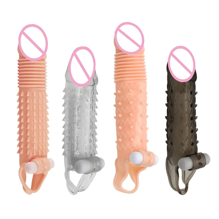 High Elasticity Reusable Penis Extender Sleeve Crystal Condom Delay Ejaculation Sex Toys For Men Intimate Goods