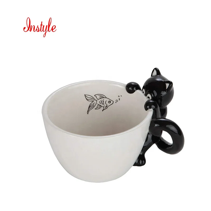 Fine Dining Porcelain Modern Ceramic Cat 3D Coffee Mug Tea Mug