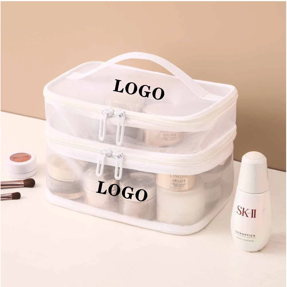 Wholesale Customized Waterproof Maroon Nylon Beauty Pouch Toiletry Bags Makeup Case Large Capacity Cosmetic Bag with Zipper