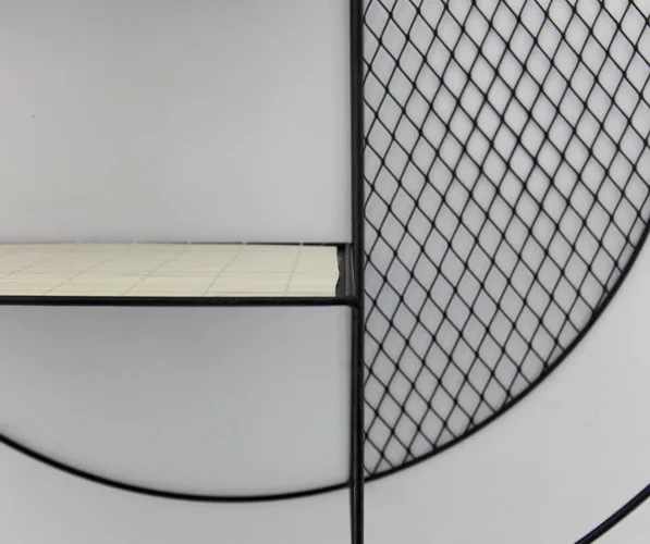 Best sallers 2021 Industrial Style Metal Round Shape Grid Wall Shelf Hanging Floating Display Iron Wall Holder Rack