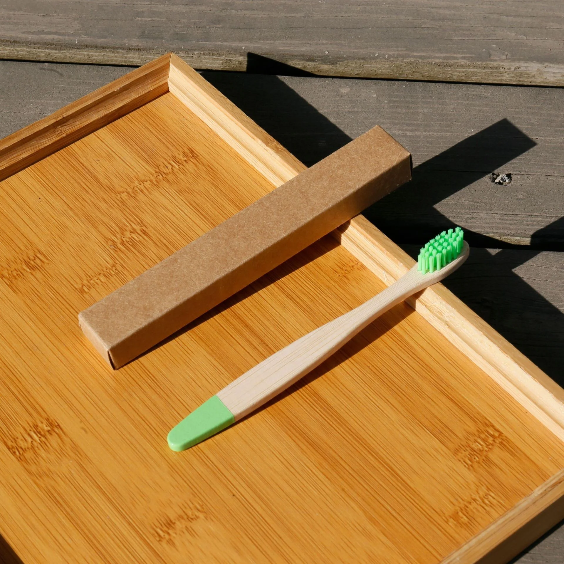 High Quality Biodegradable Natural Eco Friendly Travel Flat Handle Natural Bamboo Toothbrush For Adult Kid