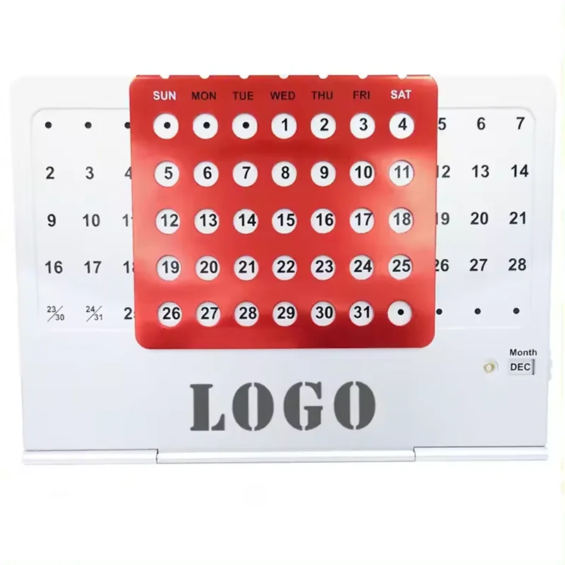 OEM Office Gift Promotional Metal Folding Perpetual Table Calendar High Quality Aluminium permanent Desk Calendar For Big Size
