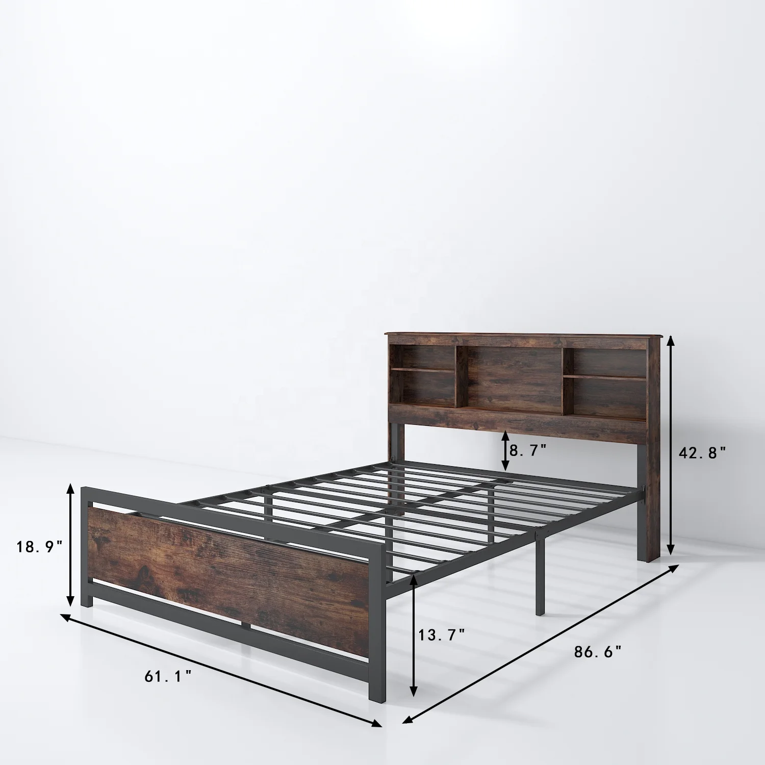 Wholesale Metal Twin Full Queen King Bed Frames With Storage Dormitory Wood And Metal Platform Bed Frame