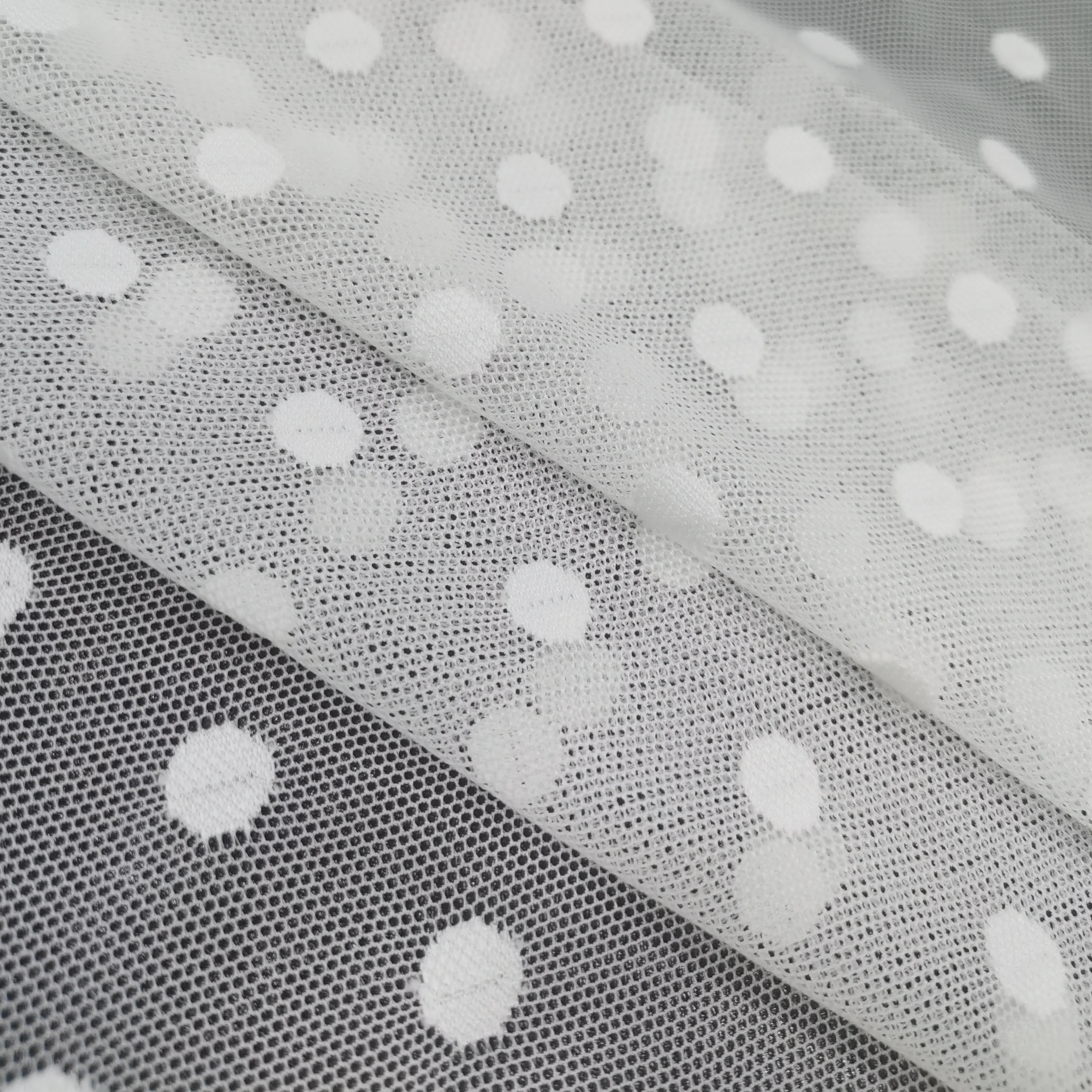 2022 Runlam Popular design 88 nylon 12 spandex dot jacquard 4 way stretch tulle mesh fabric for underwear fabric