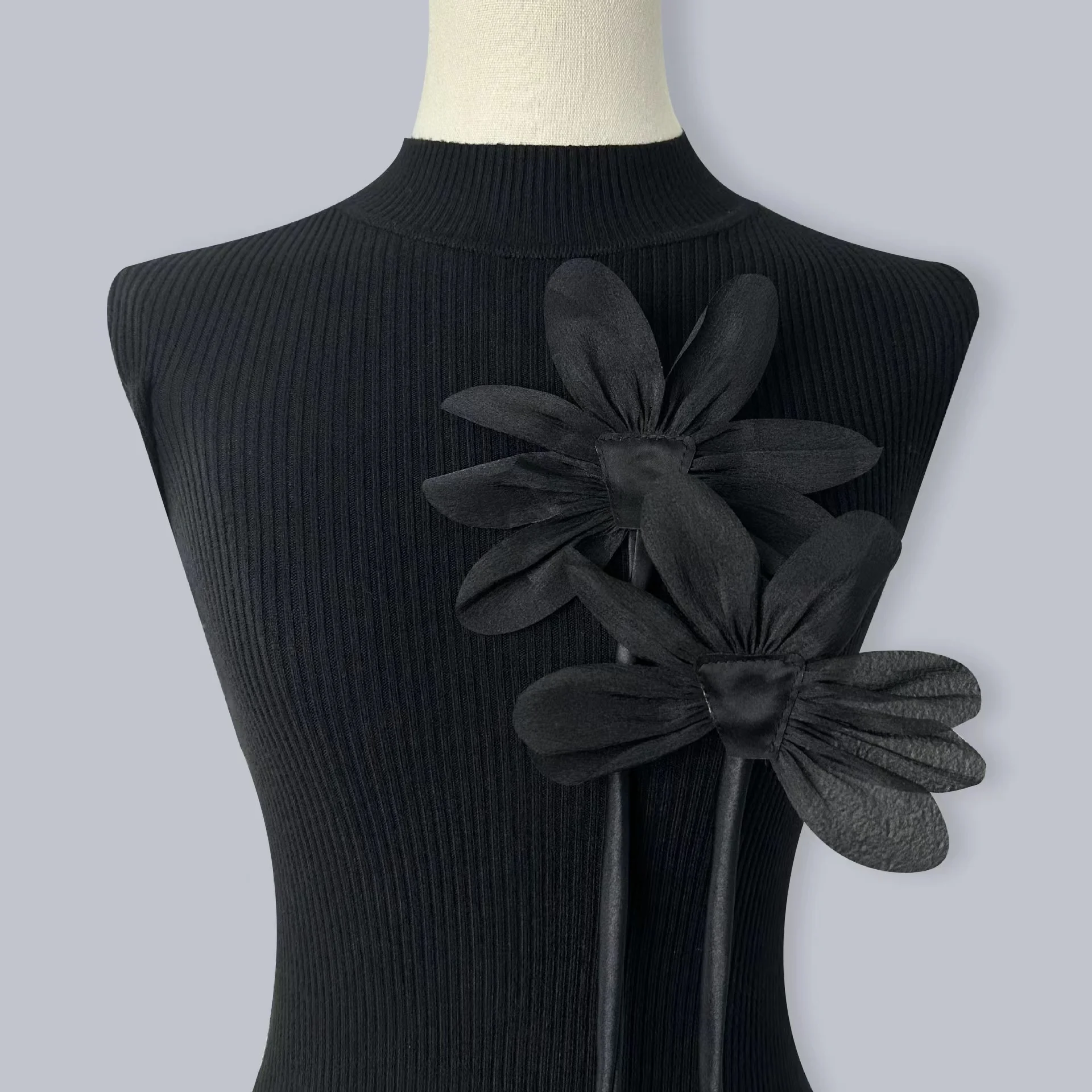 SHANGJIN Fashion new arrival pleated flower 3d big flower embellishment luxury brooch 3d flower for dress