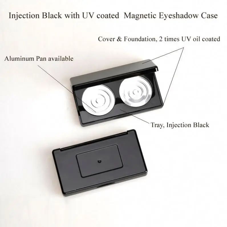 Hot sale Rose Gold Metalized Plastic eye shadow Eye shadow case Makeup Palette eyeshadow Empty Eyebrow Case With Mirror