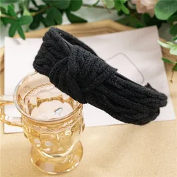 2021 YiWu wholesale  hair accessories women Korea fashion hair accessory for girl party bow wide cross knot woolen yarn headband