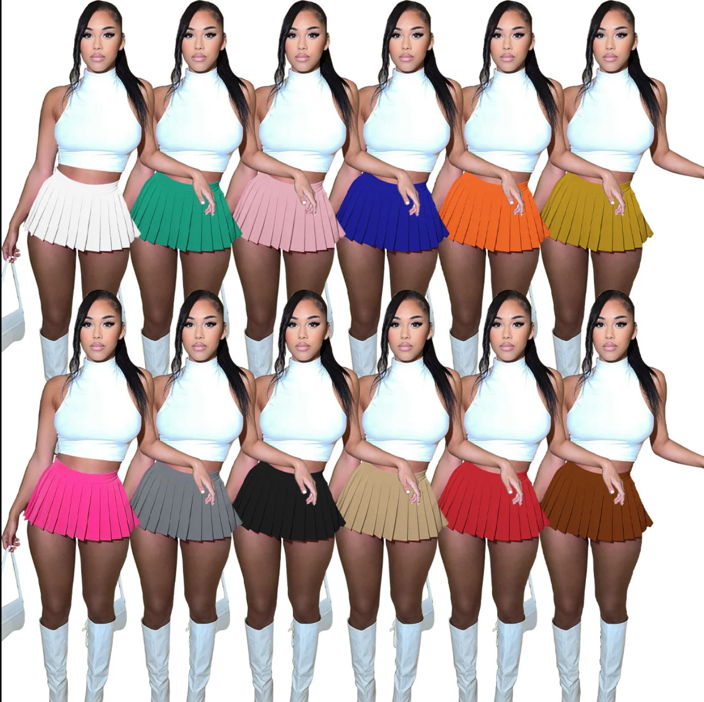 2022 summer new sexy mini pleated skirt