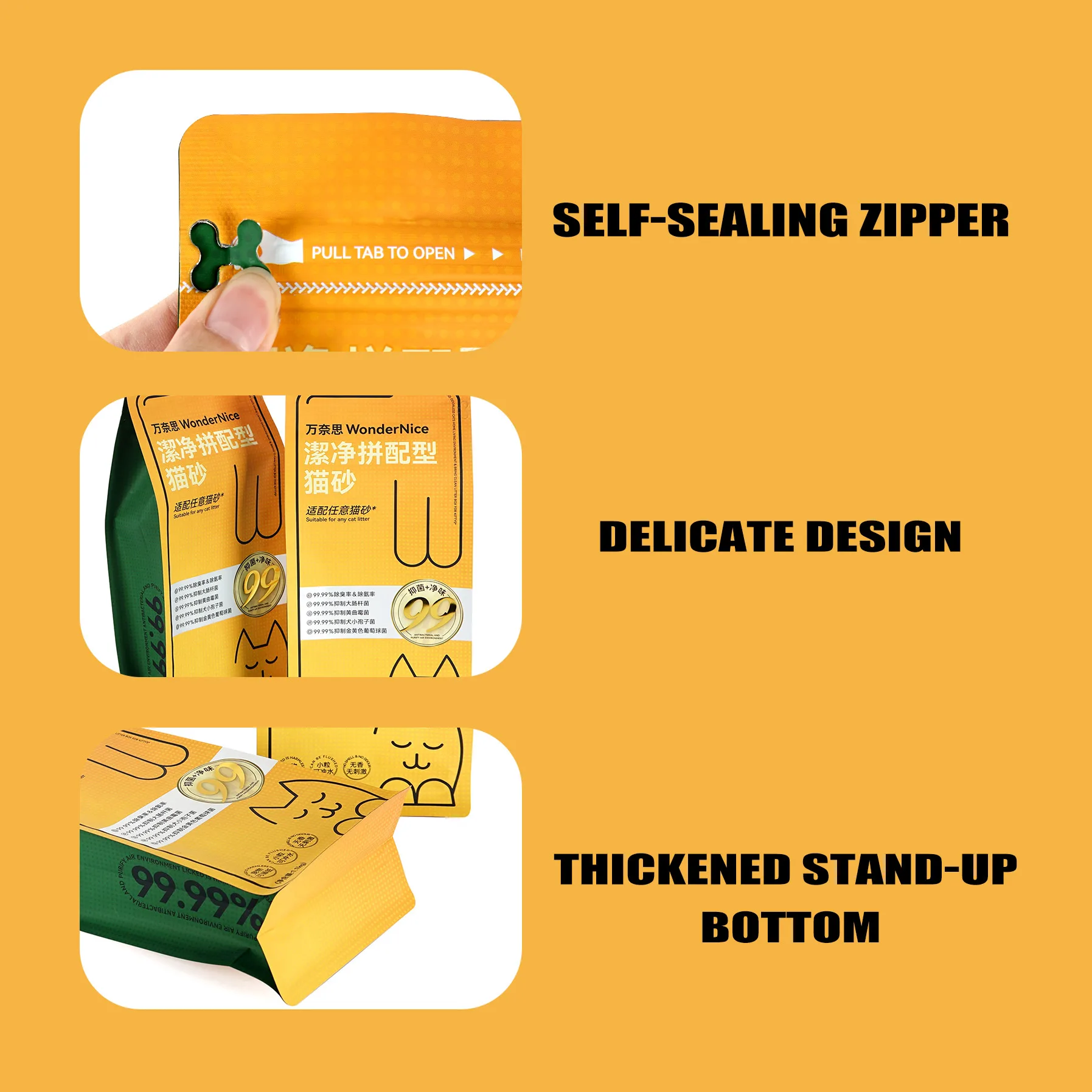 Custom Design Natural Bags Aluminum Foil Zip Lock Pet Food Dog/Cat Plastic Pouch Dry Food Packaging Frozen Food Bag