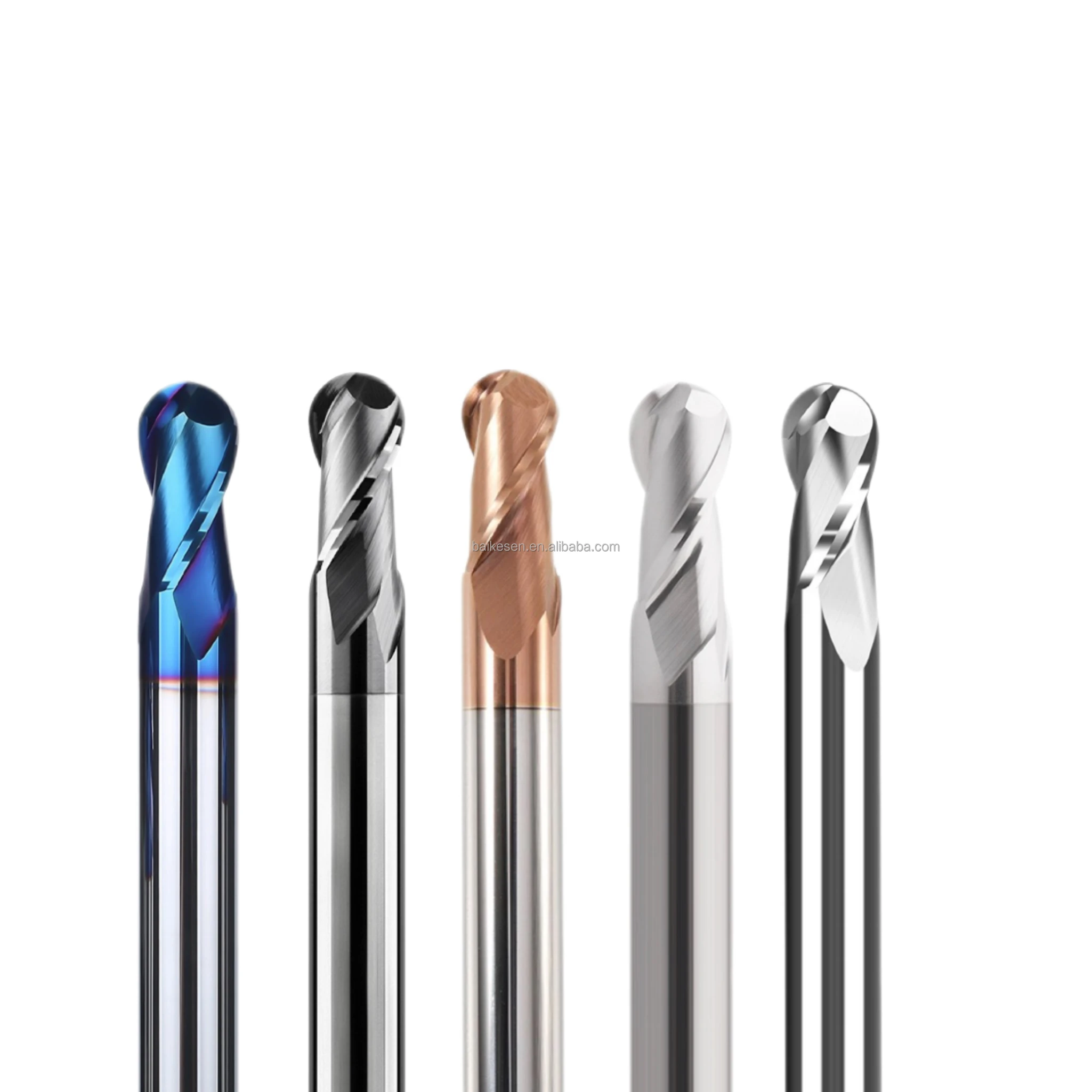 BKS Solid Carbide Router Bits Cnc Ball Nose End Mills Milling Cutter Hrc65 2 Flutes Solid Carbide Long Neck Ball End Mills