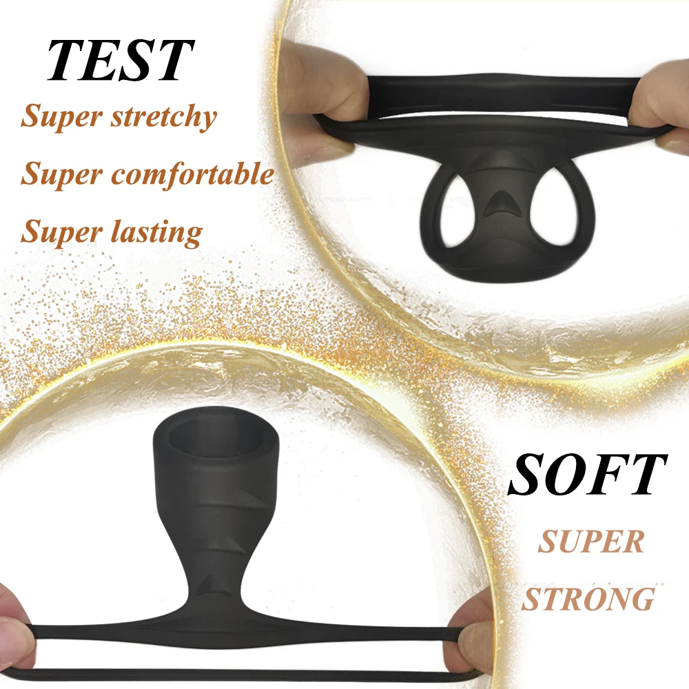Silicone Dual Cock Ring Stretchy Penis Rings for Longer Harder Stronger Erection Improve Sexual Performance Sex Toy for Couple