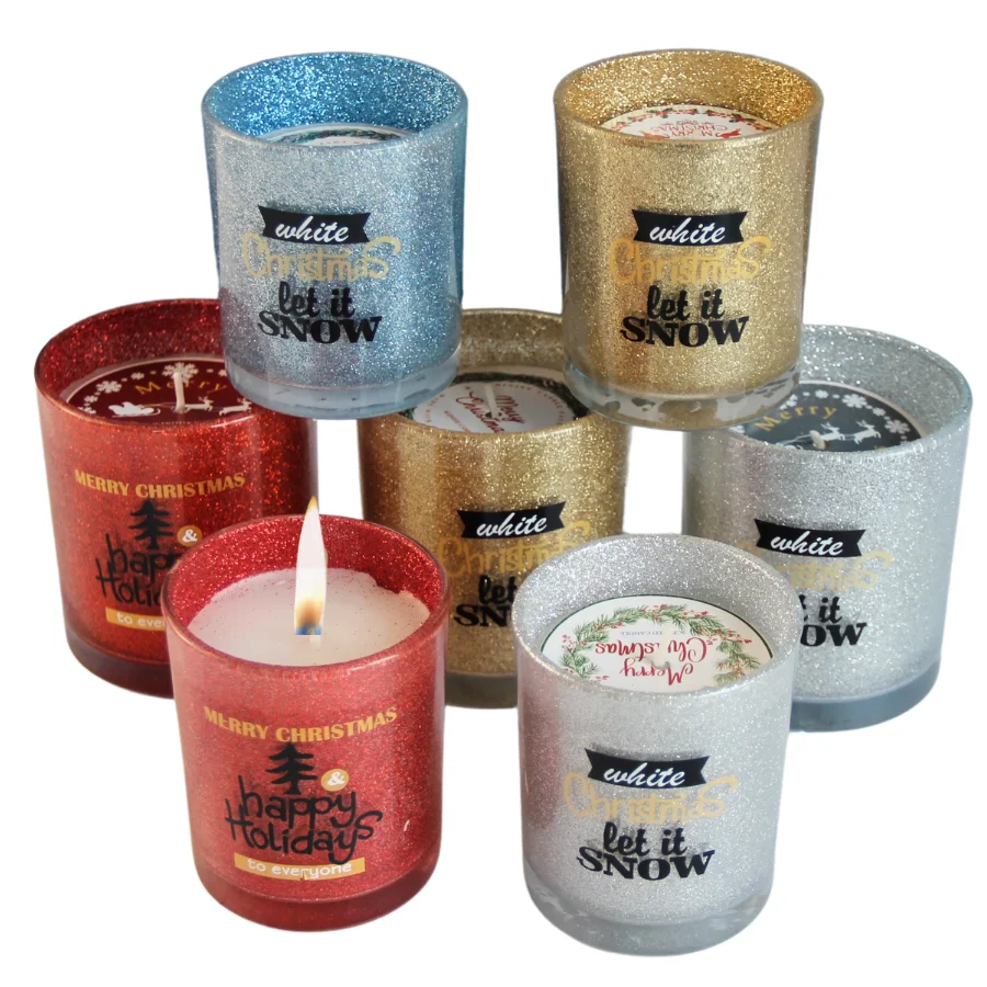 Hot Sale Competitive Price Kerze Home Deco Kaars Luxury Custom Gift Box Blue Glitter Container Jar Buy Scented Candle