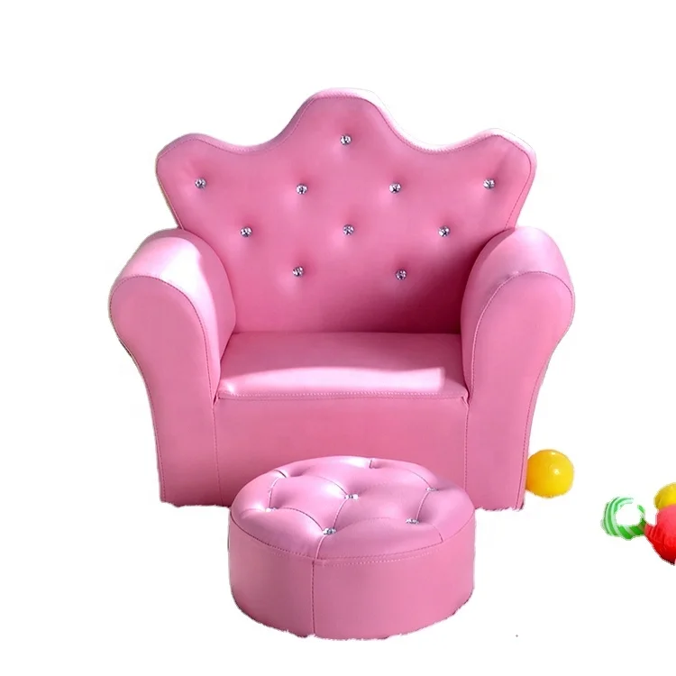 Crystal Crown Sofa with Ottoman Lovely Sofa Set for Girls