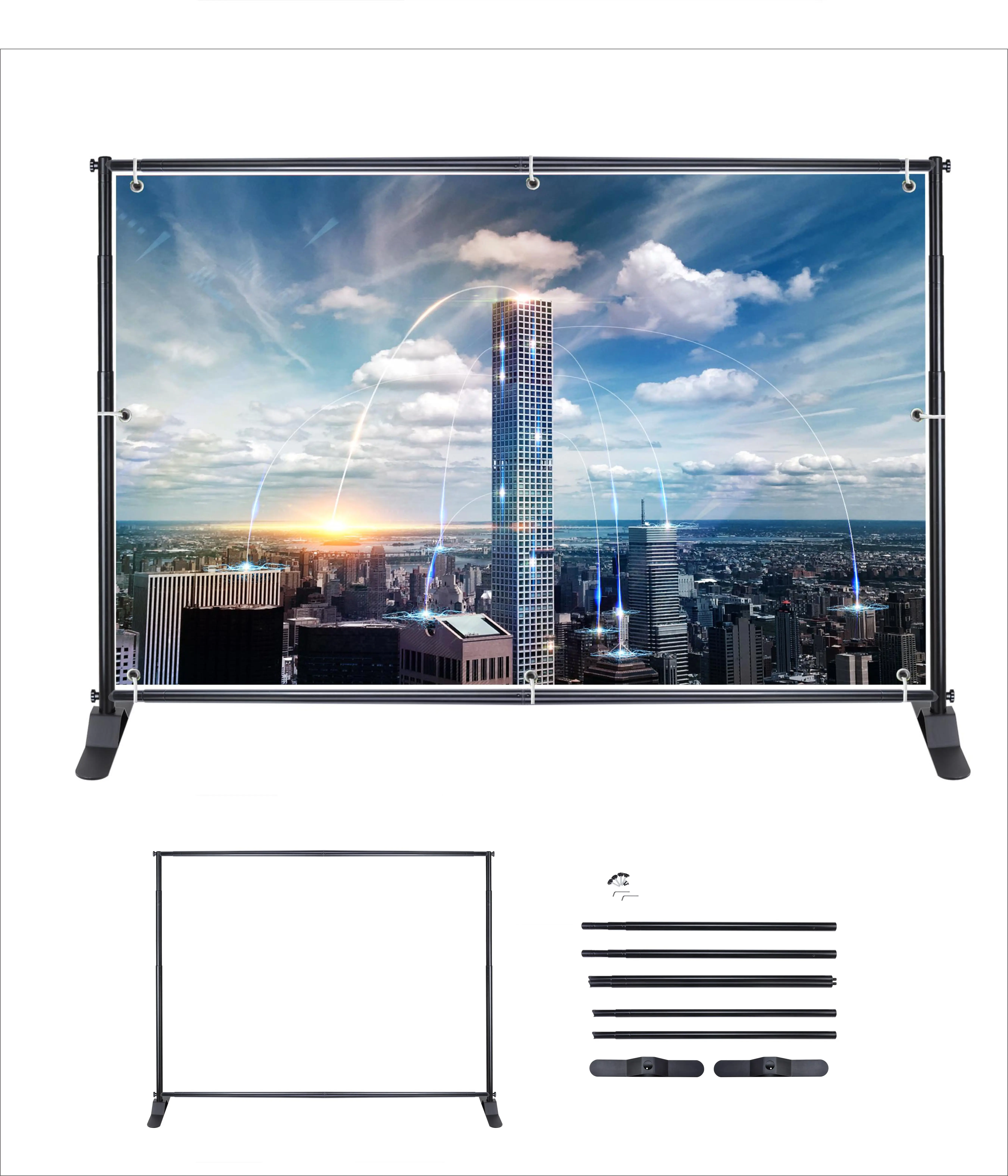 8*8 футов экономичный и практичный легкий строительный знак выставочный круглый фон стенд