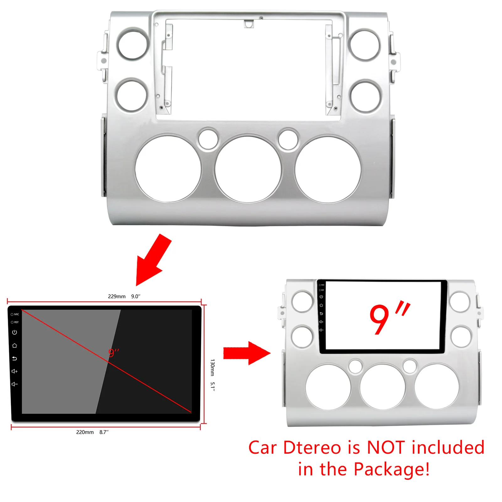 For Toyota LANDCRUISER FJ 9Inch Car Interior Accessories Android Auto Dashboard Frame For Car Radio Navigation Panel