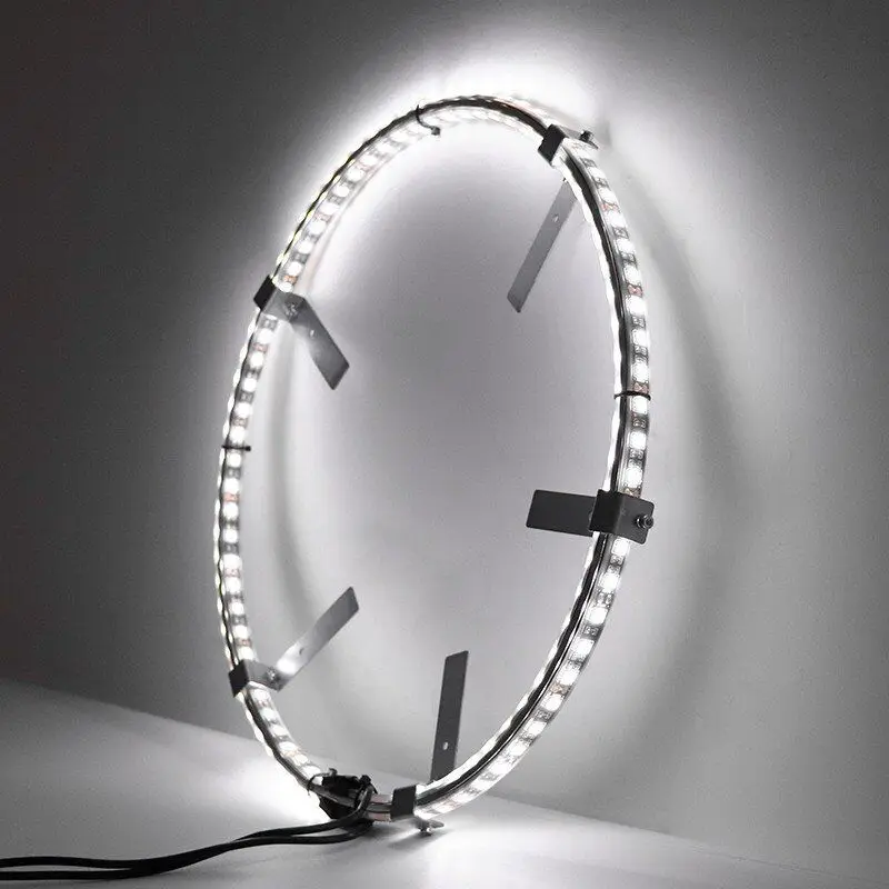2023 Newest pure white double row wheel ring light adjustable brightness by remote control