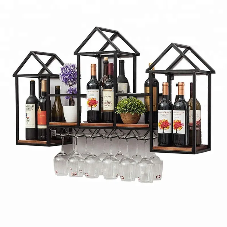 Оптовая продажа с фабрики, индивидуальная металлическая Винная стойка, настенный стеллаж для украшения дома, магазина